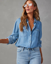 Camisa Feminina Jeans Riza