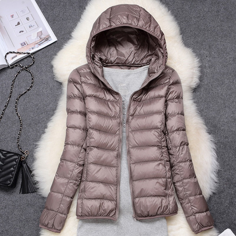 Jaqueta Feminina Puffer com Capuz + Brinde